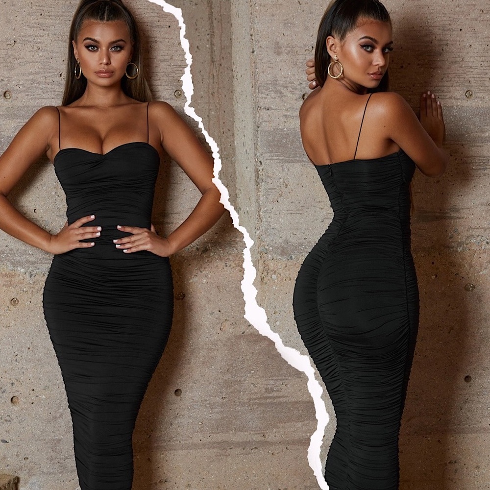 Oh Polly “Drop A Bombshell” Ruched Midaxi Dress